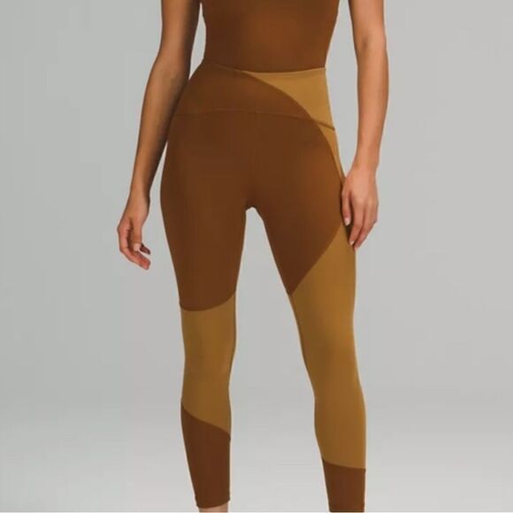 lululemon athletica Pants - Lululemon Nulu Colorblock High Rise Limited Edition Legging Copper Brown Sable